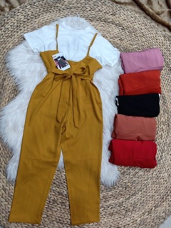 Set yếm dài kèm áo thun cotton