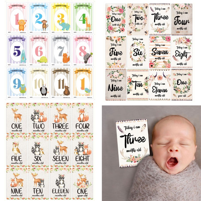 Set 12 Tấm Thiệp Tháng Tuổi Cho Bé Chụp Ảnh