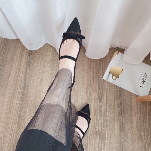 Dép Sục Lưới Thắt Nơ Chấm Bi