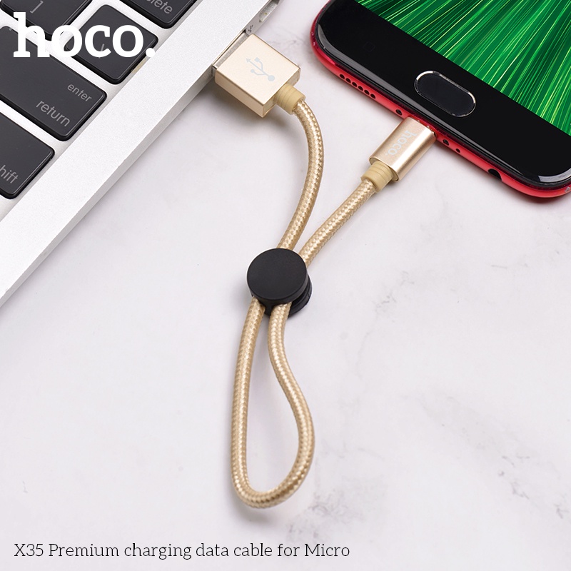 Dây sạc android Hoco X35 Micro 2.4A truyền dữ liệu, bọc dù bền chắc dài 25 cm cho samsung, oppo, realme, sạc dự phòng