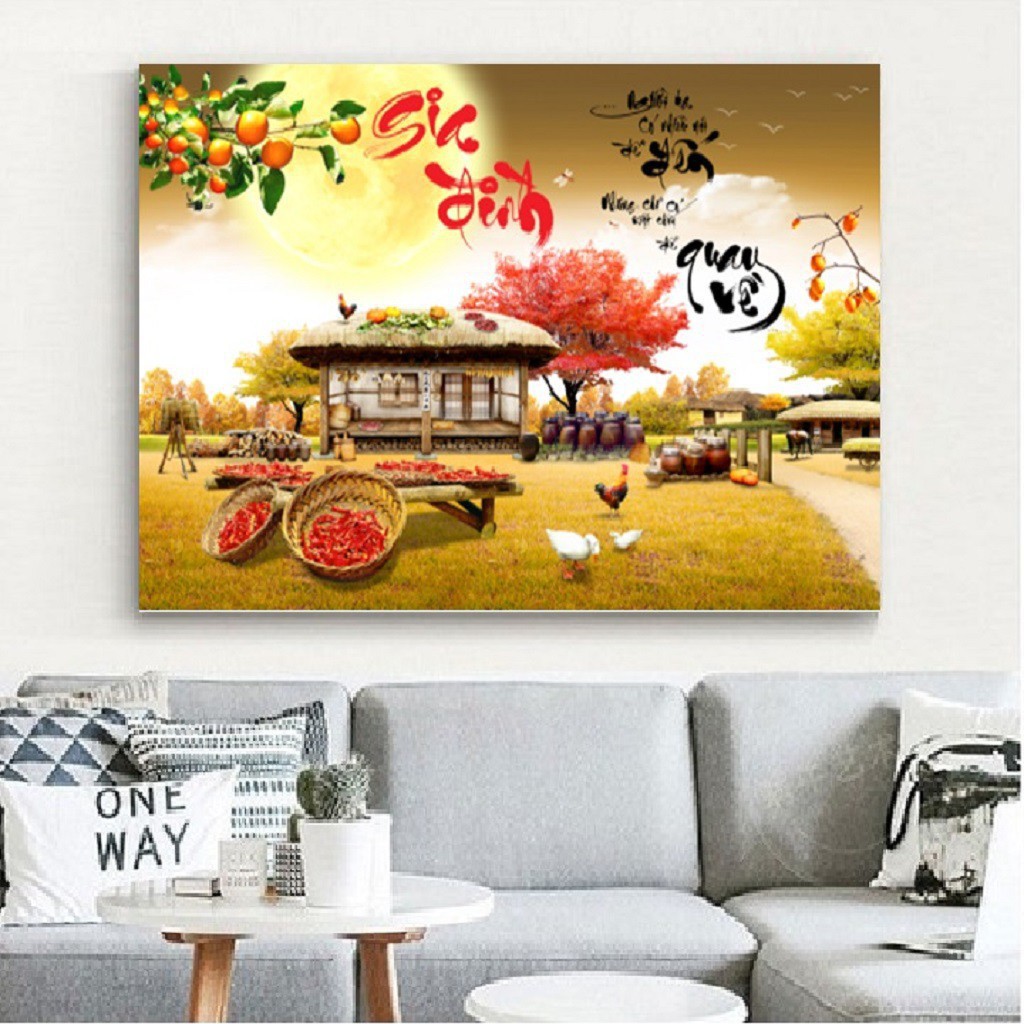 Tranh Đính Đá PHONG CẢNH GIA ĐÌNH HẠNH PHÚC Kt: 75cm x 55cm