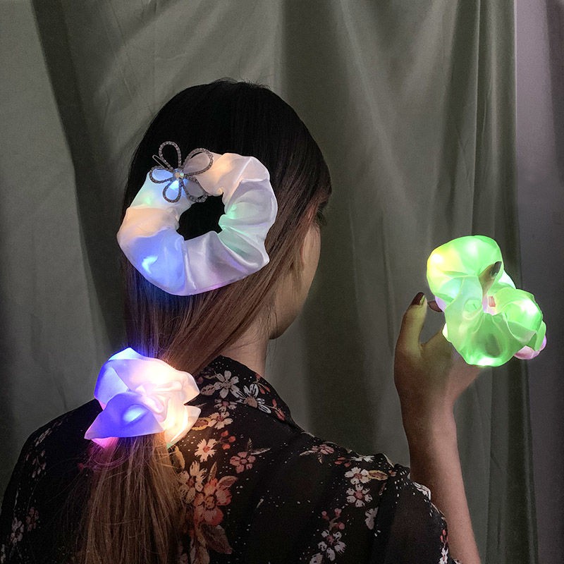 led luminous large intestine hair ring Korean bar Bengdi night flash party hair rope elastic rubber band headdressLove home love you and me