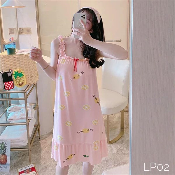 Váy Ngủ 2 Dây Bèo Cotton Thanh Hằng Baby