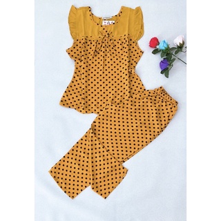 Đồ bộ 9 tấc, dài lụa mango chấm bi đẹp