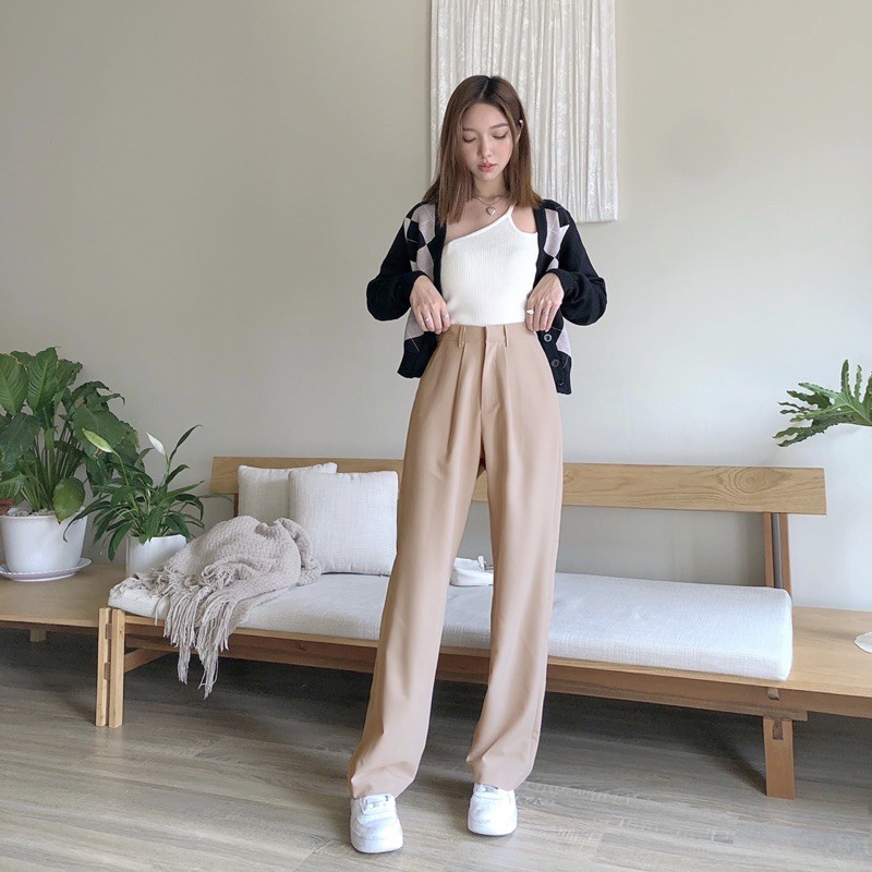 JANET STUDIO • Quần nâu ống rộng suông