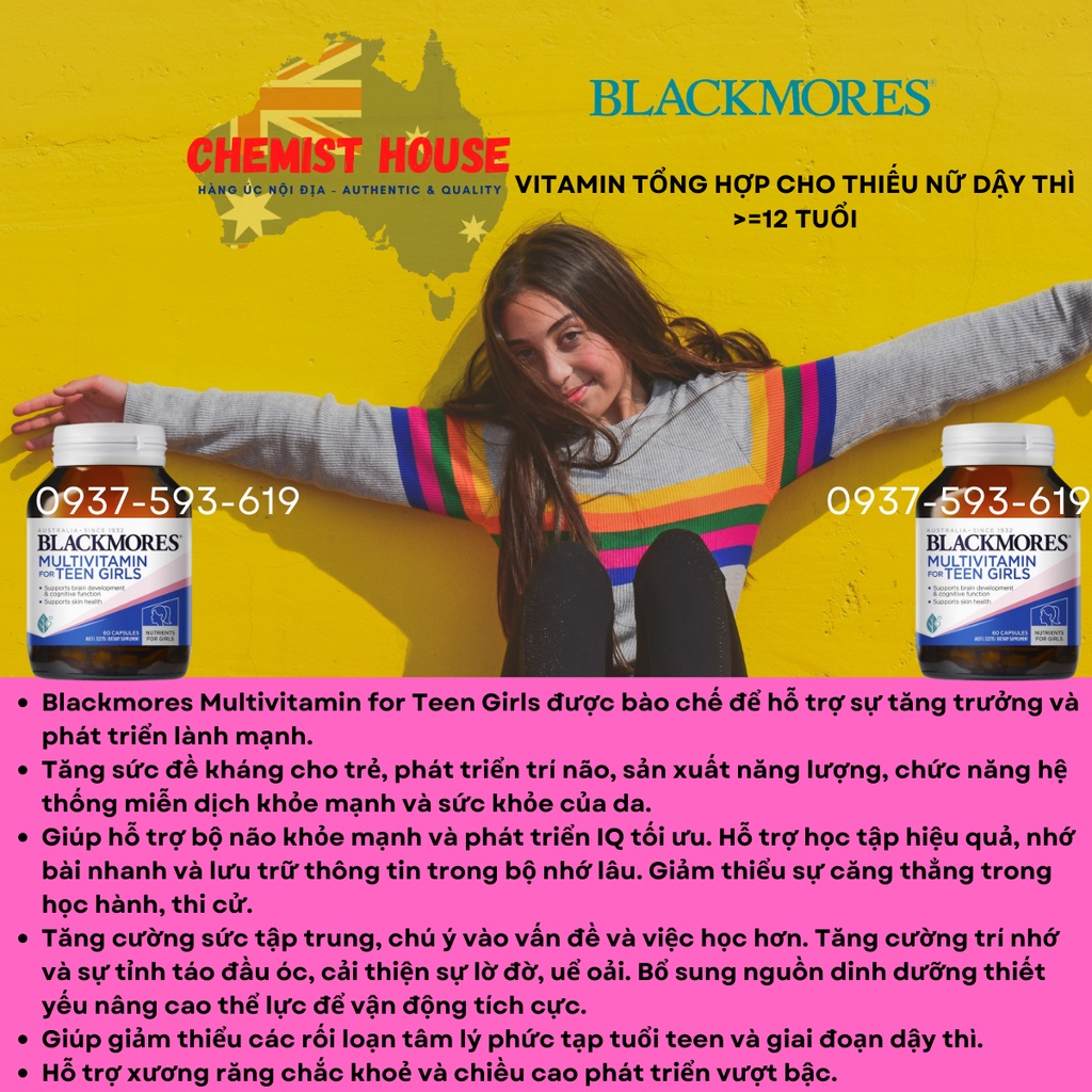 Vitamin tổng hợp cho Teen Nam Nữ BỔ SUNG TOÀN DIỆN - Blackmores Multivitamin for Teen Boys | Teen Girls