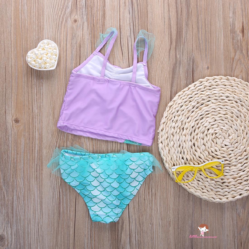 ❤XZQ-2-6Y Kids Girl Mermaid Bikini Tankini Set Swimwear Swimsuit Swimming Bathing Suit