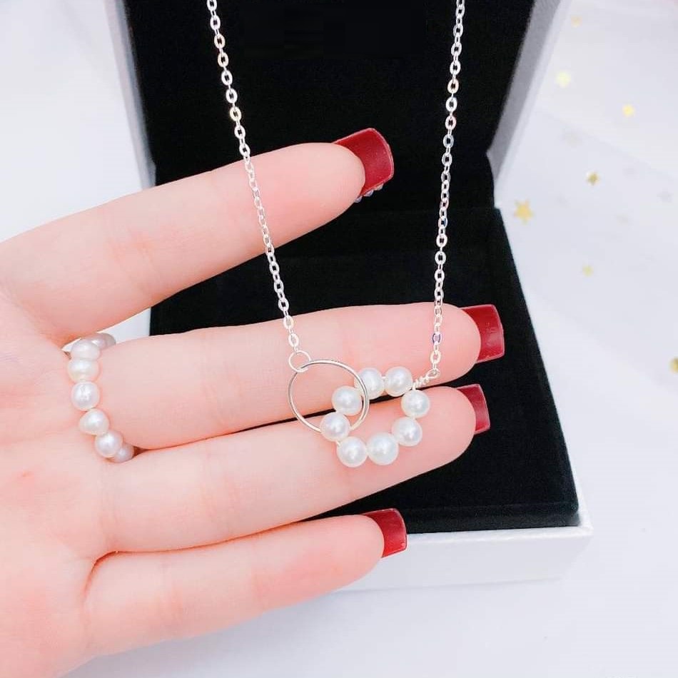 Dây chuyền bạc nữ mặt tròn lồng hạt Evasilver, Vòng cổ chất liệu bạc thật cao cấp