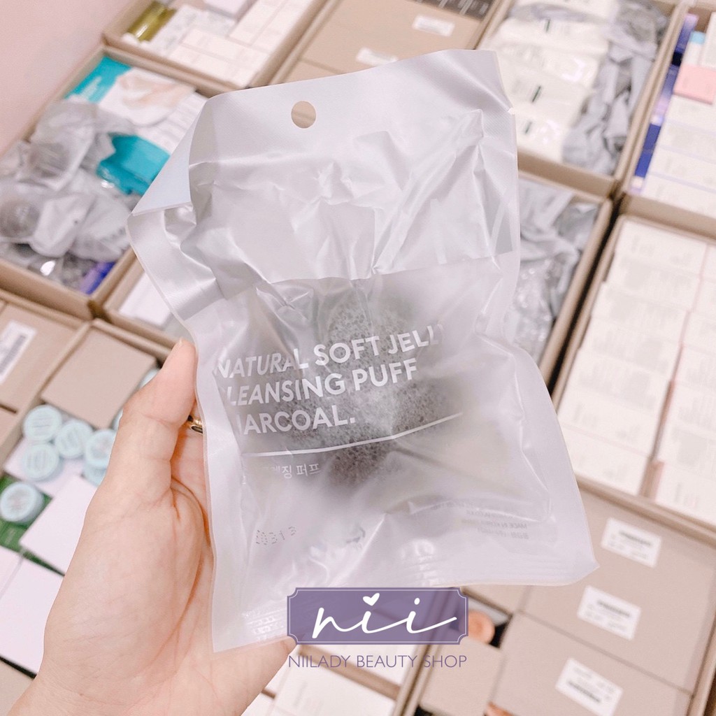 Mút rửa mặt MISSHA Natural Soft Jelly Cleansing Puff (Charcoal)