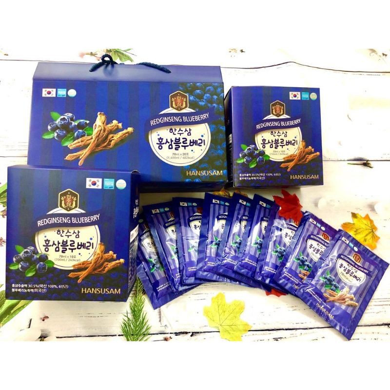 Nước sâm chiết xuất việt quất HANSUSAM RED GINSENG BLUEBERRY (HSD 2023)