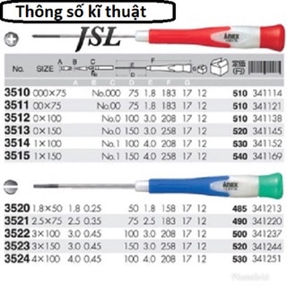 Tô vít bake mini +00×75 No.3511 Anex