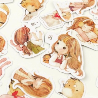 Phụ kiện planner - set sticker Cute girl truyện tranh
