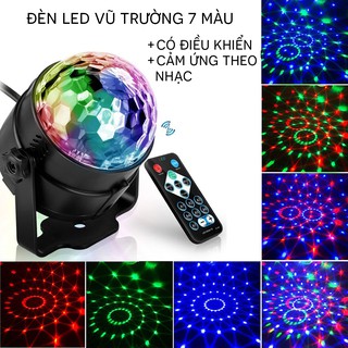 [HÀNG HOT] Đèn Led vũ trường cảm ứng xoay 7 màu có điều khiển từ xa cho sinh nhật, tiệc nhỏ, họp mặt bạn bè