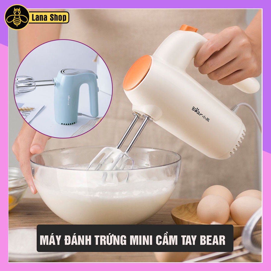 Máy đánh trứng mini cầm tay Bear DDQ-B02P5- Thiết kế 5 chế độ đánh INOX chống gỉ, gọn nhẹ- BH 3 THÁNG!