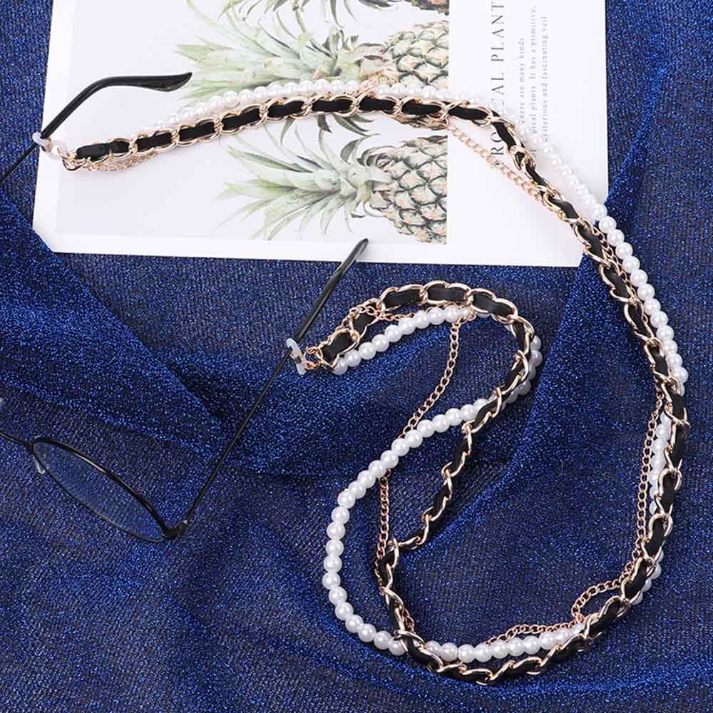 Dây Đeo Kính Chất Liệu Da Đính Ngọc Trai Giả Xinh Xắn