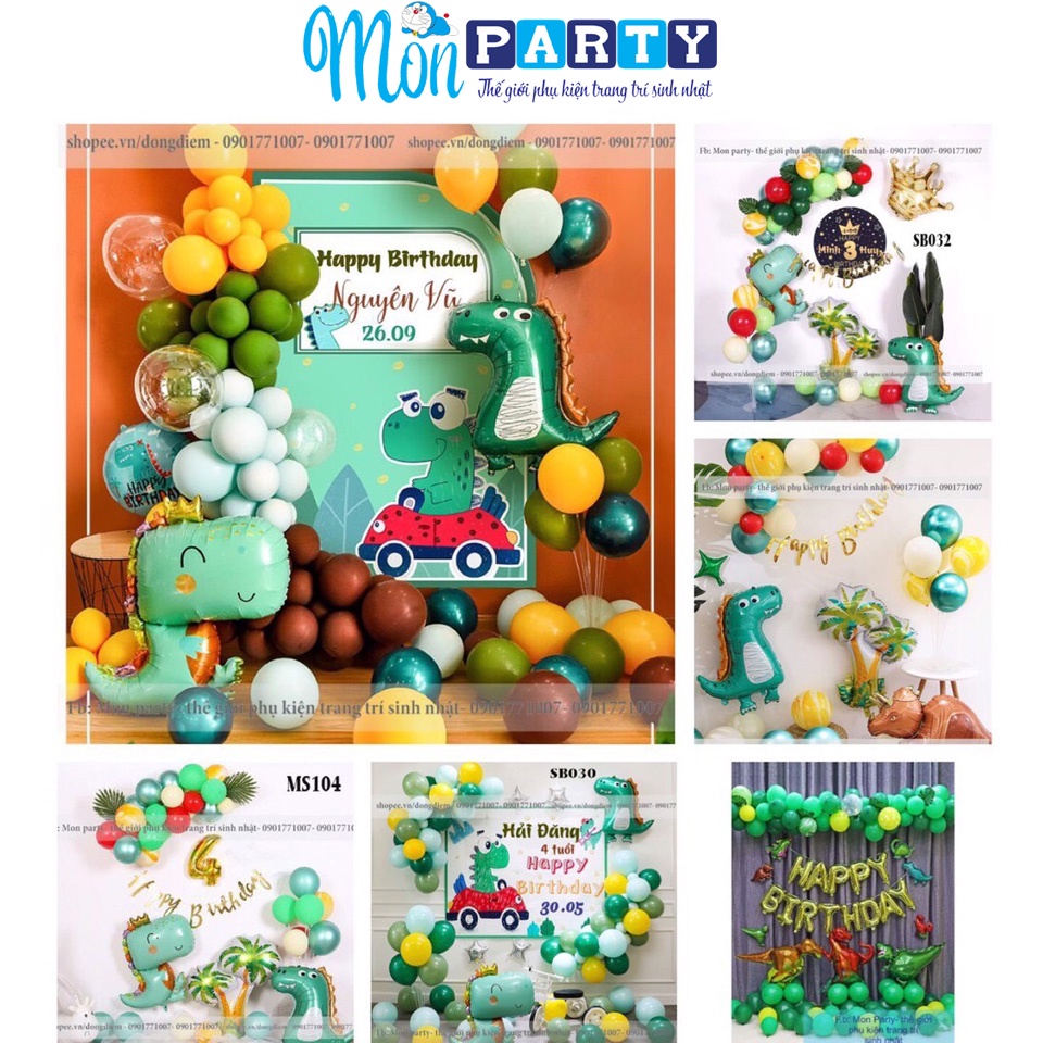 Set bóng trang trí sinh nhật Mon party kèm phông bạt in tên tuổi riêng của bé lên phông mẫu mới giá rẻ