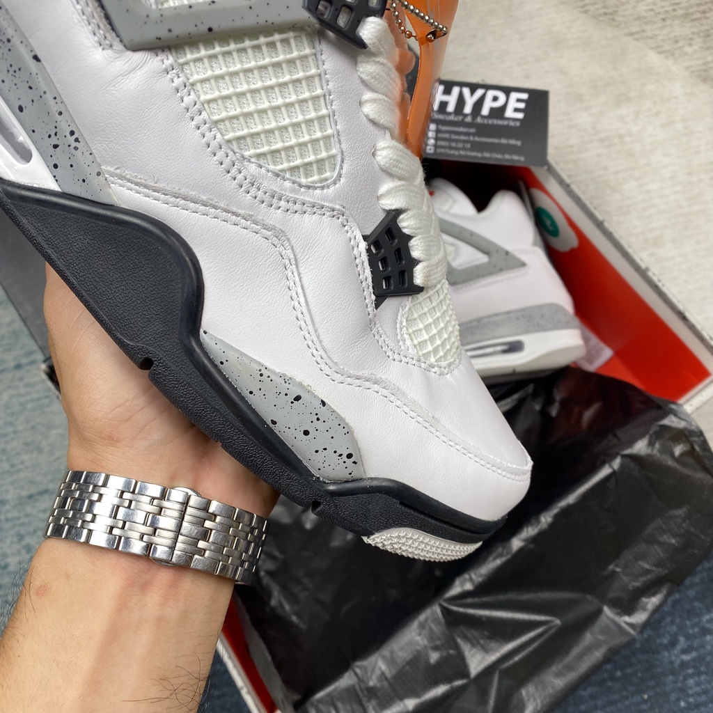 Giày sneaker Jordan 4 White Cement ( Trắng Xám ) - Hype Sneaker | Phiên bản Best Quality