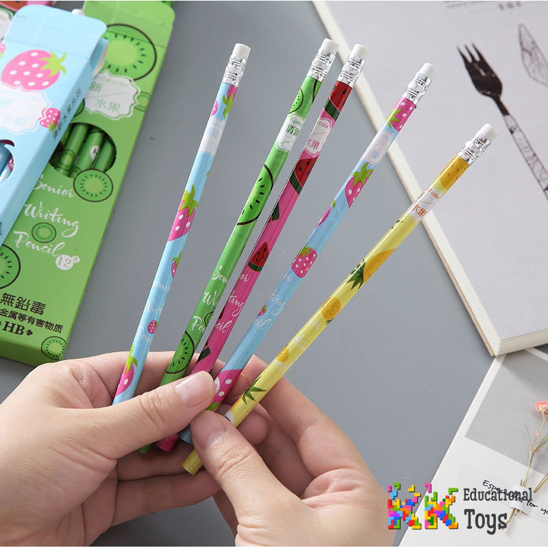 [Mã LIFEBOOK2 giảm 10% đơn 0Đ] Đồ dùng học tập, quà tặng cho con: Bộ 12 bút chì hoa quả Senior writing color - KKstore