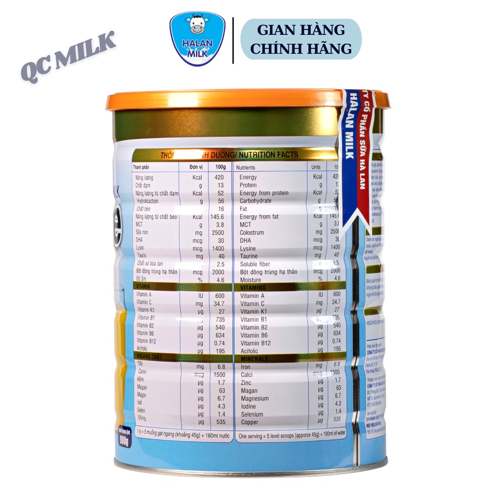 Sữa bột Halanmilk Gold Care 400g900g đông trùng hạ thảo, phục hồi sức khỏe,Halanmilk