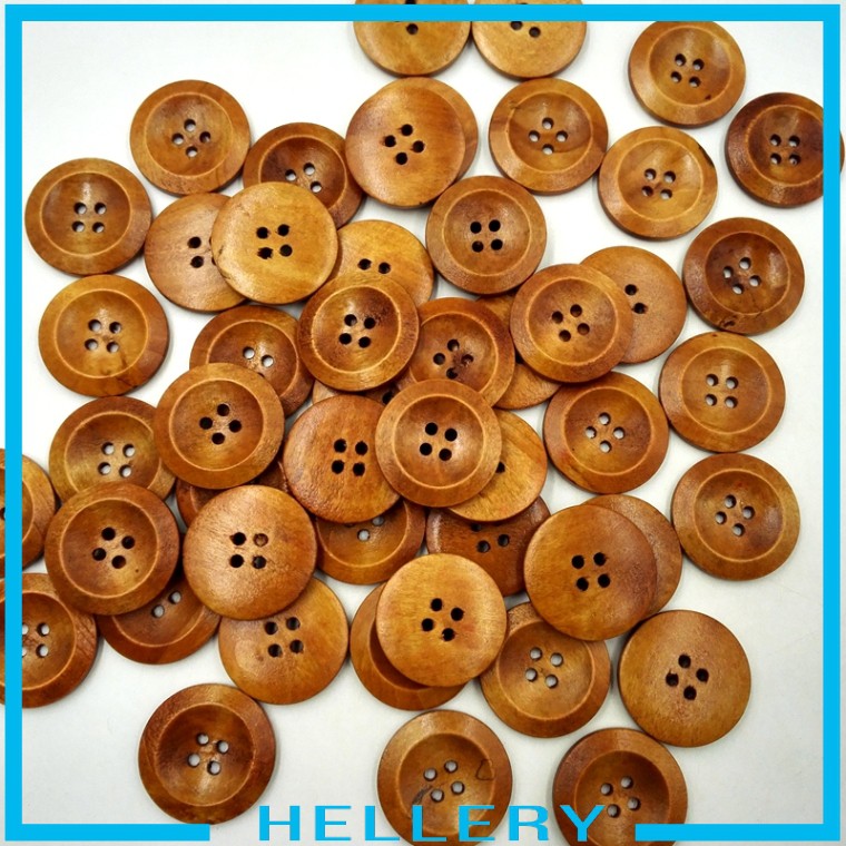 Set 50 Nút Gỗ Tròn 4 Lỗ 25mm Chuyên Dụng Cho May Vá