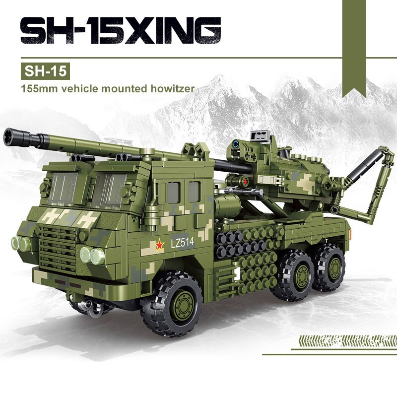 Đồ chơi Lắp ráp Mô hình xe tăng Panlos 639003 987Pcs Military WW2 Weapons Vehicle SH-15X Large Armored Cannonball Tank