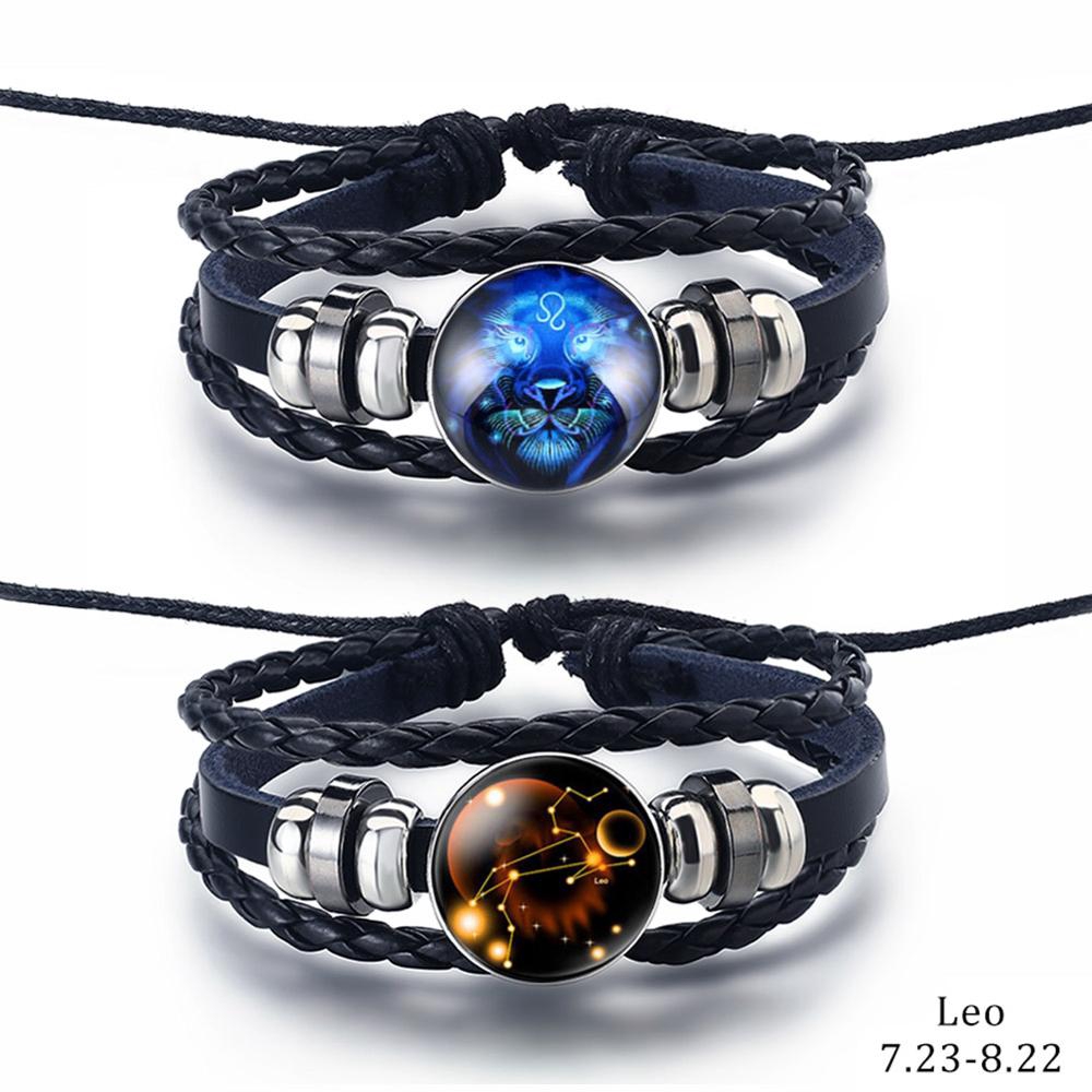  Set 2 vòng tay hình 12 cung hoàng đạo bằng da mặt thép không gỉ thời trang cho nữ | BigBuy360 - bigbuy360.vn