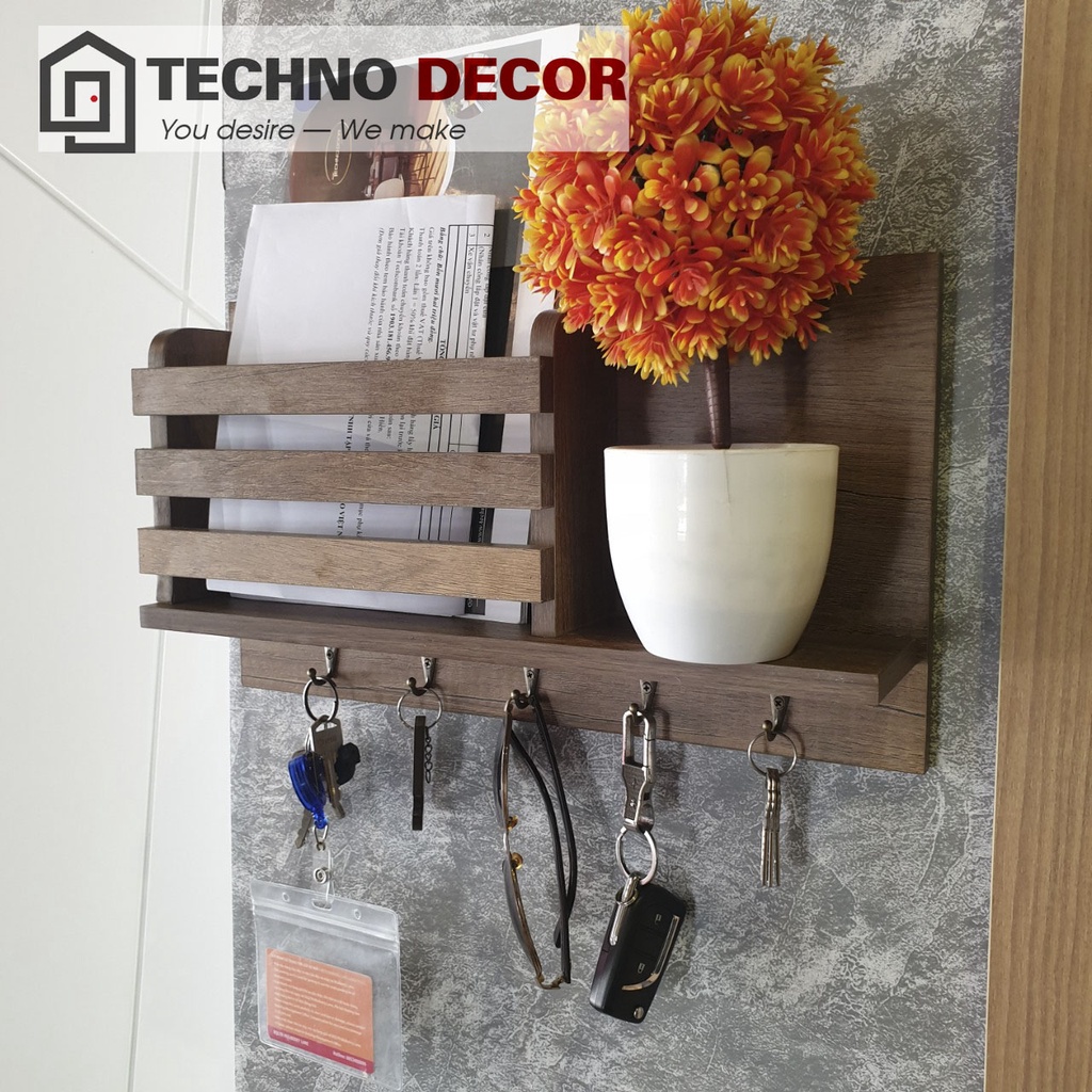 Kệ Gỗ Treo Tường Trang Trí Đa Năng Dễ Dàng Tháo Lắp Decor Phòng Khách Phòng Làm Việc TechnoDecor GS0029