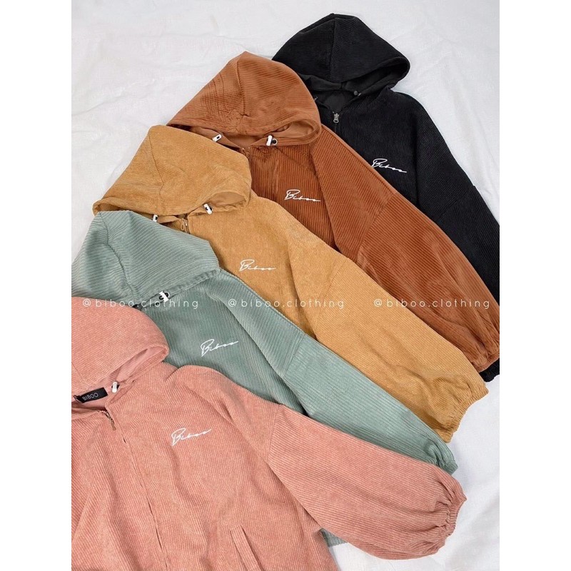 Áo khoác kaki nhung chữ ký ulzzang unisex nam nữ