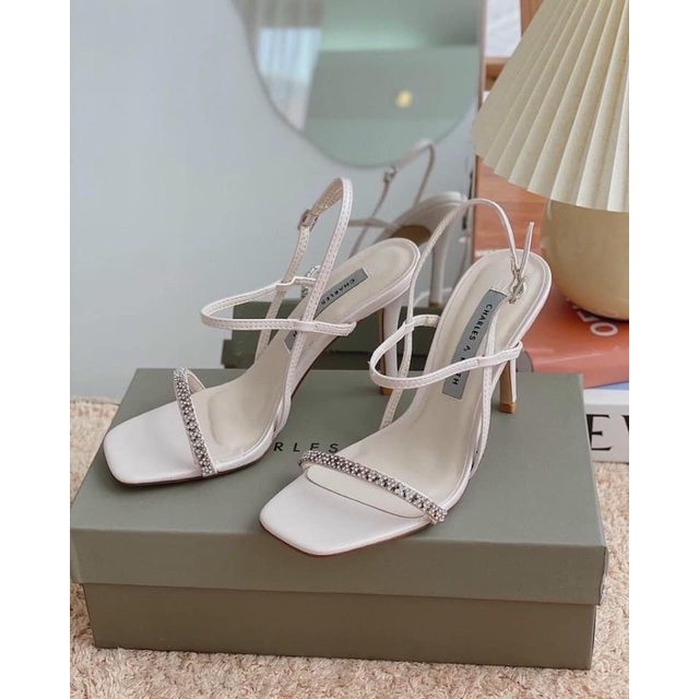Sandal 2 quai đính đá cao 9 phân