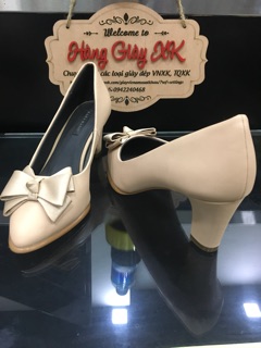 Guốc cao gót da lì