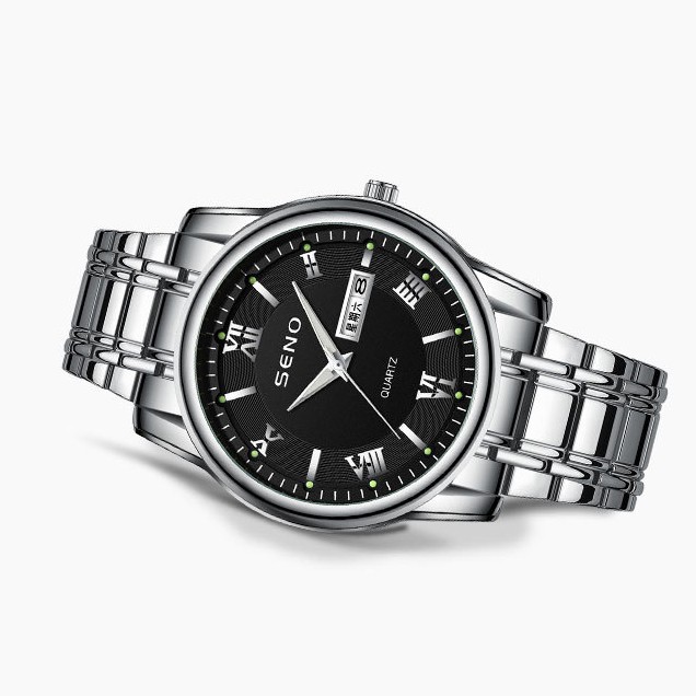 Đồng hồ nam Seno chống xước, đồng hồ chống nước dây kim loại cao cấp seno DH9102