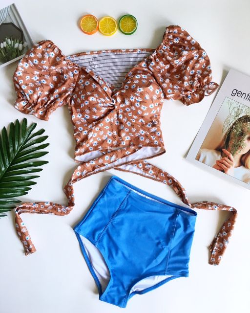 Đồ bơi 3 mảnh tay phồng hoa nhí( 3 màu)