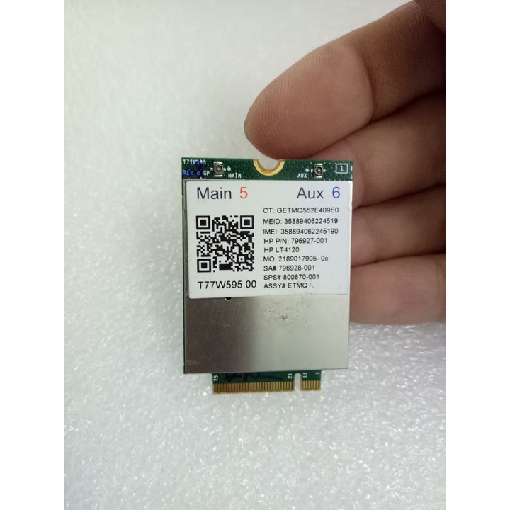 Card wwan 4G HP LT4120 dùng cho laptop HP core i thế hệ 6,7 như: 820 G3, 840 G3, 850 G3, Folio 1040 G3, Zbook 15 G3,G4