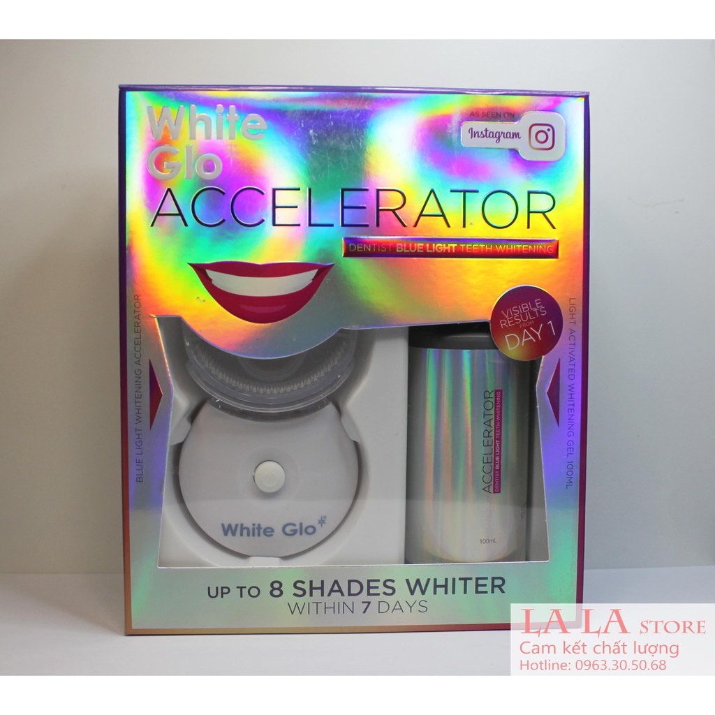 Bộ làm trắng răng White Glo White Accelerator Blue Light Teeth Úc