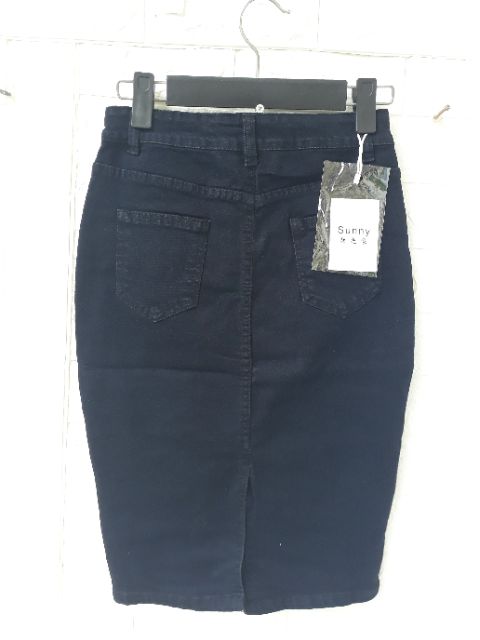 Chân váy bò dáng bút chì ( chân váy jean nữ) vải jean co giãn xẻ sau - ảnh thật | BigBuy360 - bigbuy360.vn