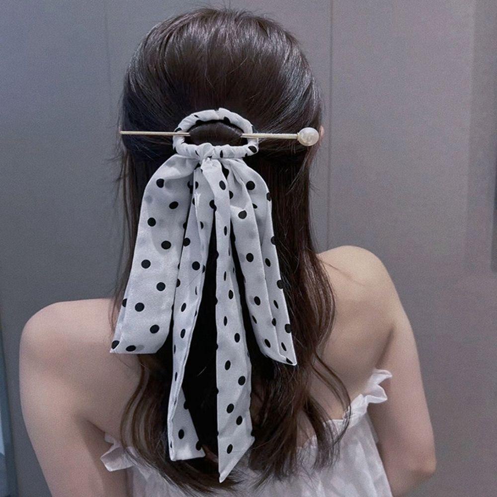 Kẹp Tóc Đuôi Ngựa Bằng Lụa Phong Cách Vintage Thanh Lịch Giá Đỡ