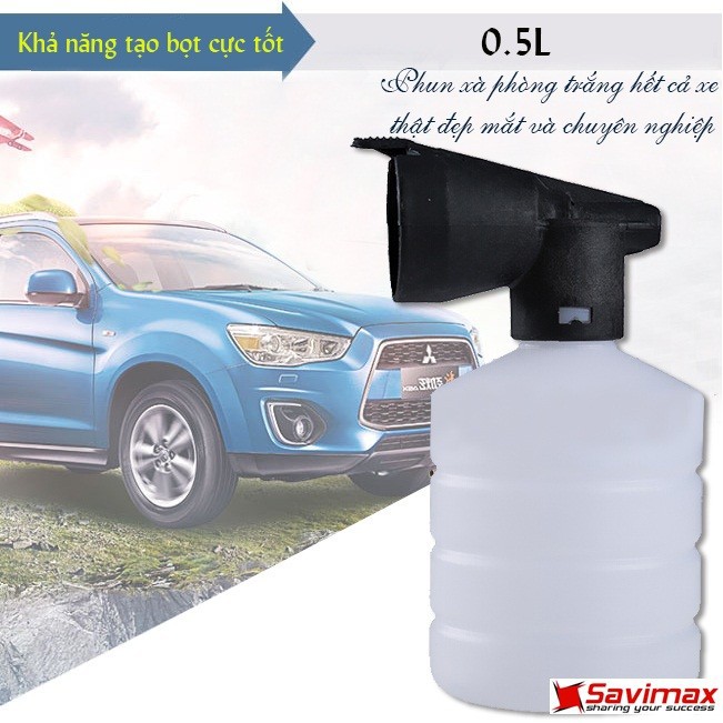 Bình xà bông tạo bọt tuyết máy xịt cao áp - 0.5L, bình tạo bọt tuyết gắn máy rửa xe - BBT