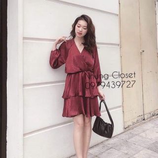 Váy cổ V pelum 2 tầng