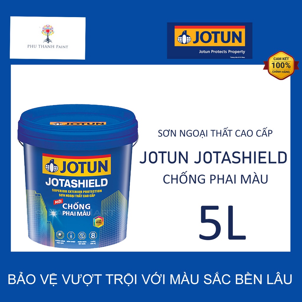 Sơn nước ngoại thất - Siêu cao cấp - Jotun - Jotashield - Chống phai màu - Bề mặt bóng - 5L