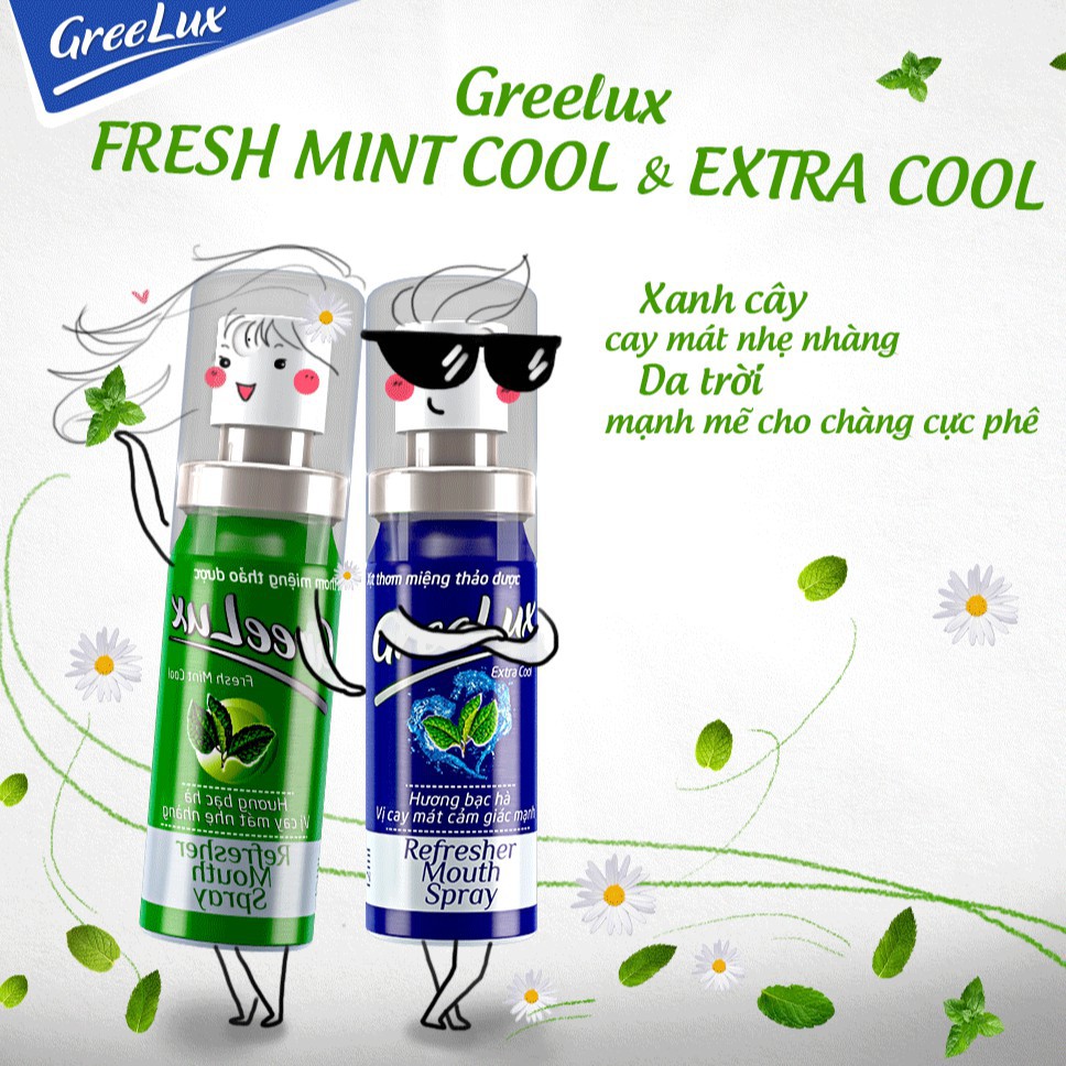 Xịt Thơm Miệng Thảo Dược GREELUX [Chai 12ml] Extra Cool / Fresh Mint Cool