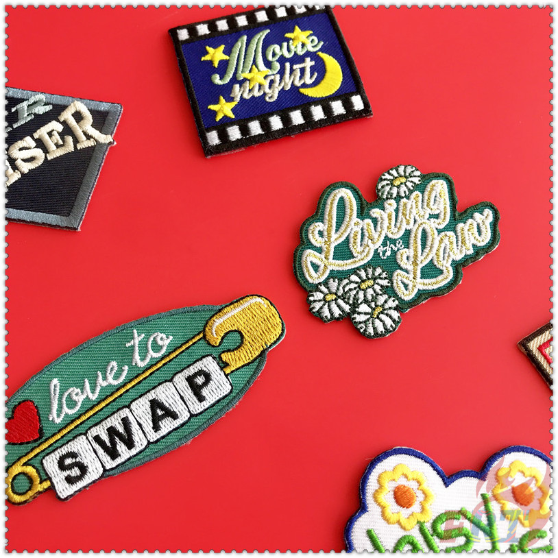 ✿ Sticker Ủi Thêu Chữ Love To Swap / Give Thanks / Living The Law / Daisy Days ✿ 1 Sticker Ủi Thêu Hình Huy Hiệu