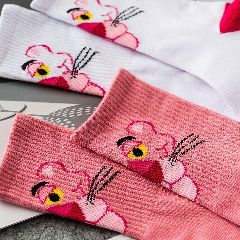 Vớ Cotton Cổ Vừa In Họa Tiết Hoạt Hình Pink Panther Thời Trang Dùng Làm Quà Tặng Giáng Sinh