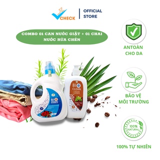 Combo 01 Can nước giặt thảo dược BioPrin + 01 chai nước Rửa chén hữu cơ BioClean X2 500ml