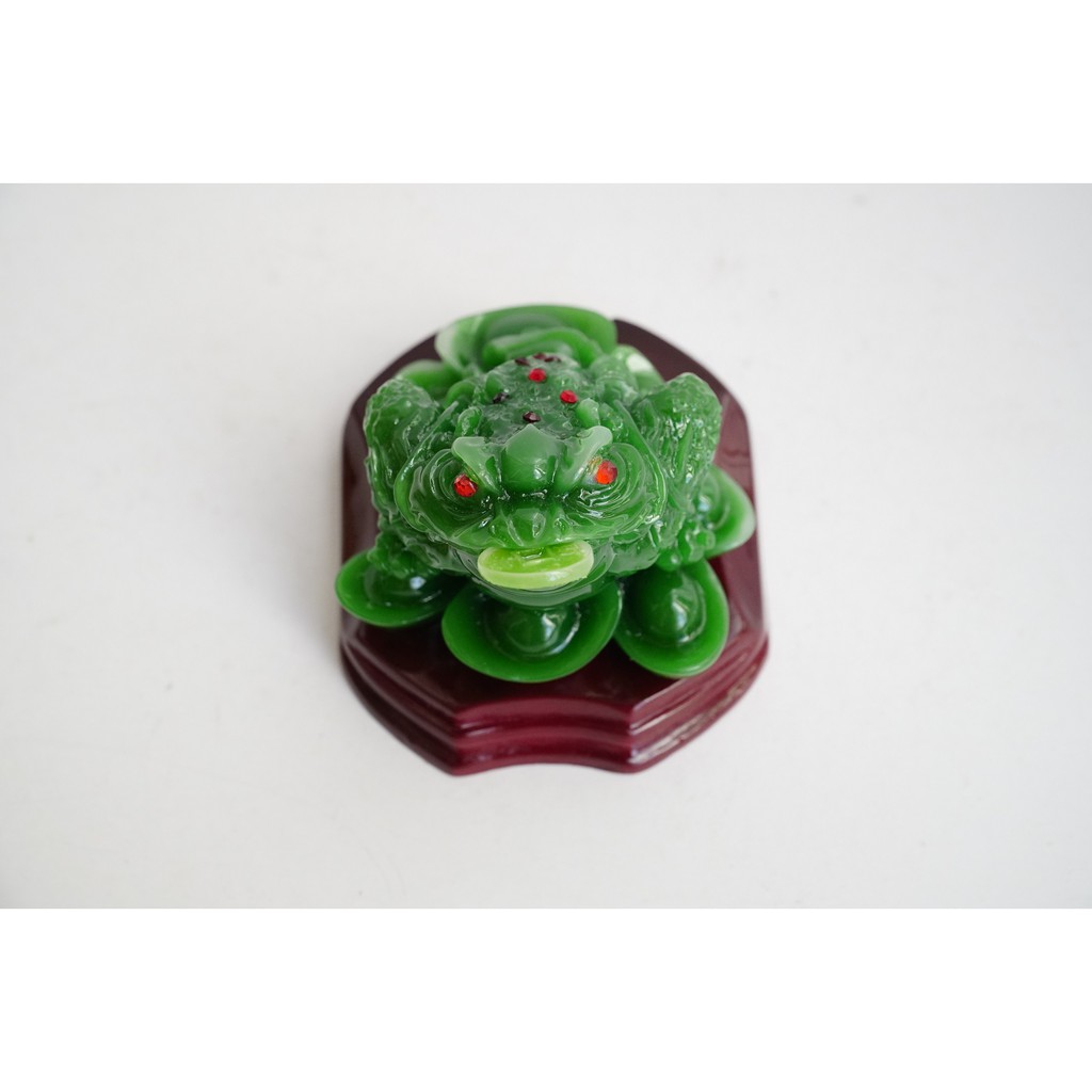 Tượng Cóc Thiềm Thừ xanh ngọc ngậm tiền tài lộc - Cao 7cm | BigBuy360 - bigbuy360.vn