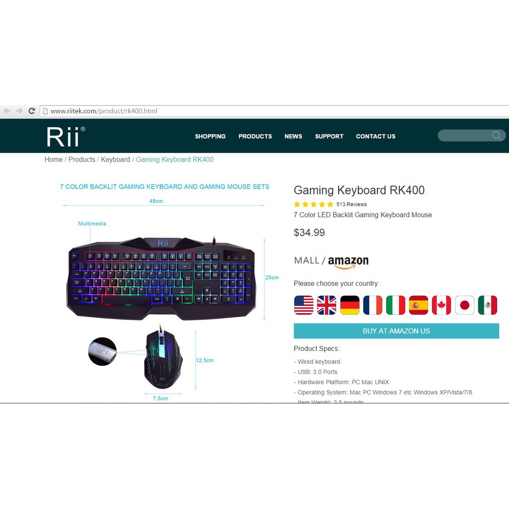 COMBO Chuột bàn phím Rii RK400 chơi game cho quán nét