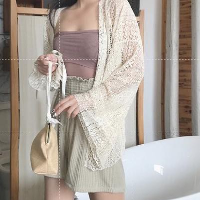 Áo Khoác Cardigan Phối Ren Thời Trang Đi Biển Cho Nam