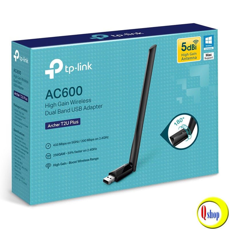 Bộ thu sóng wifi cổng USB TP-Link Archer T2U Plus chuẩn AC600 - Hàng chính hãng