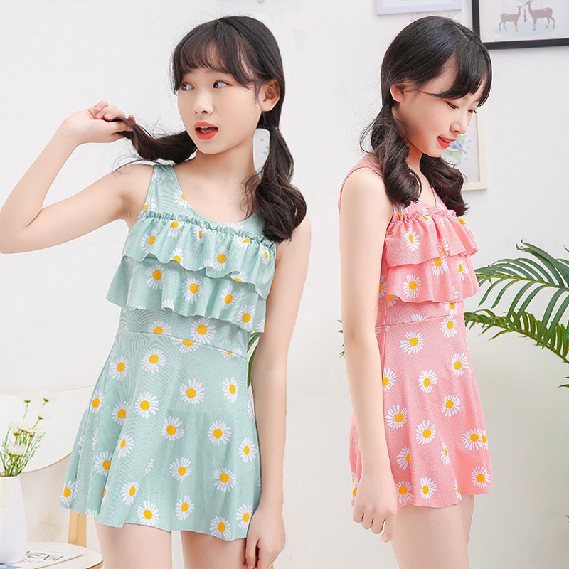 Bộ Đồ Bơi Họa Tiết Kẻ Sọc Dễ Thương Thời Trang Đi Biển Cho Bé Gái 7-10 Tuổi