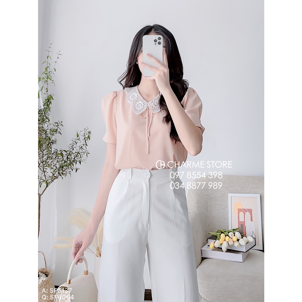 Áo sơ mi nữ cổ ren nữ tính, thanh lịch 5137