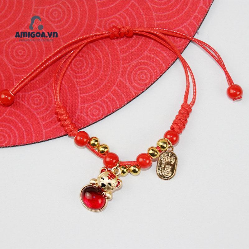 Vòng Tay Trang Sức Bằng Sứ Hình Hổ Nhỏ Phong Cách Giáng Sinh Mới 2022 Dành Cho Bạn Gái/ Học Sinh